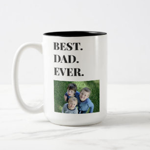 Fathers Day Best Dad Ever Kids Photo Two-Tone Coffee Mug