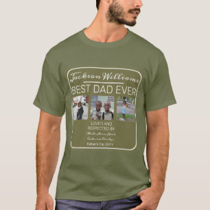 Fathers Day Best Dad Ever Olive Three Photo T-Shirt