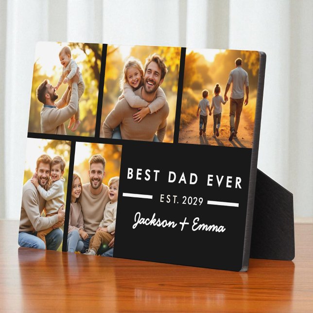 Father's Day Best Dad Ever Photo Collage Black  Plaque (Creator Uploaded)