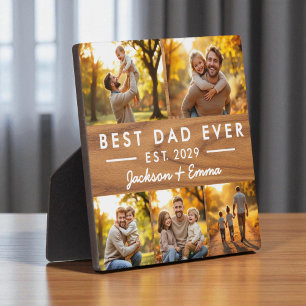 Father's Day Best Dad Ever Photo Collage Wood  Plaque