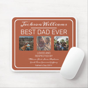 Fathers Day Best Dad Ever Terra Cotta Three Photo Mouse Pad