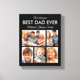 Fathers Day Best Dad Ever Trendy Photo Collage Canvas Print