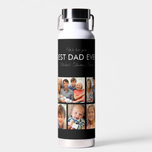 Fathers Day Best Dad Ever Trendy Photo Collage Water Bottle