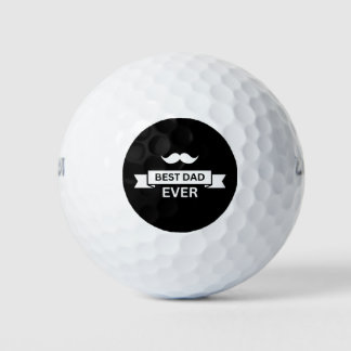 Father's Day BEST DAD EVER Typo with Moustache Golf Balls
