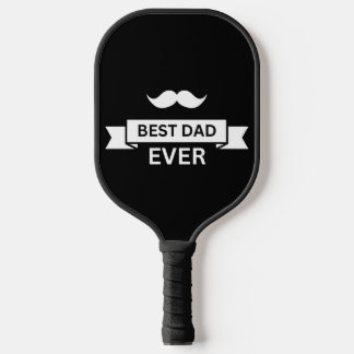 Father's Day BEST DAD EVER Typo with Moustache Pickleball Paddle