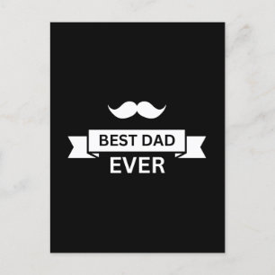 Father's Day BEST DAD EVER Typo with Moustache Postcard