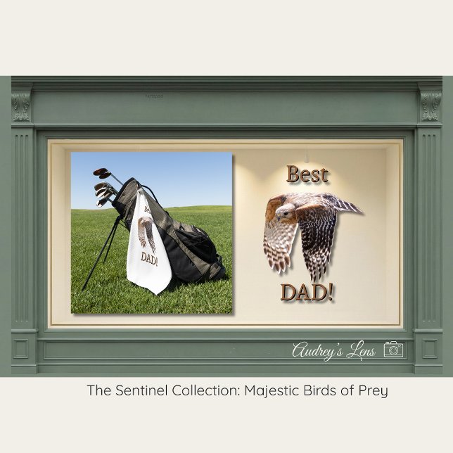 Father's Day "Best Dad" Hawk  Golf Towel (Creator Uploaded)