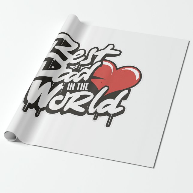 Father's Day Best Dad In The World Wrapping Paper (Unrolled)