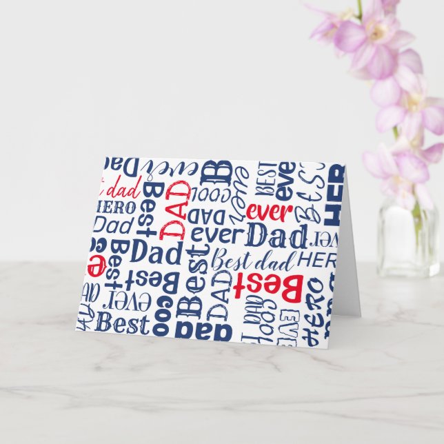 Fathers Day Best Dad typography Red white and Blue Card (Orchid)