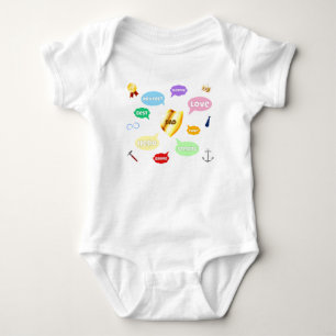 Fathers Day Best Dad Word Clouds King Crown Love Baby Bodysuit