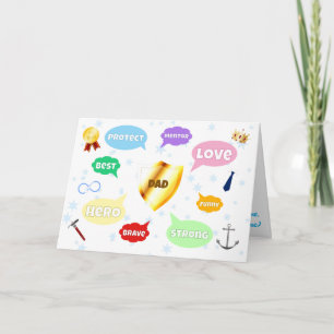 Fathers Day Best Dad Word Clouds King Crown Love Card