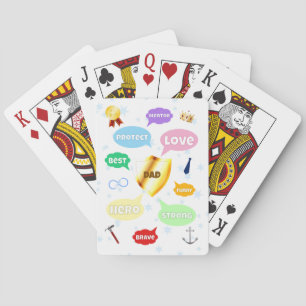 Fathers Day Best Dad Word Clouds King Crown Love Playing Cards