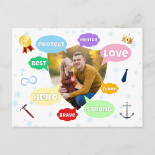 Fathers Day Best Dad Word Clouds King Crown Love Postcard
