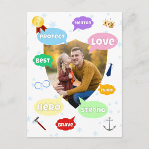 Fathers Day Best Dad Word Clouds King Crown Love Postcard