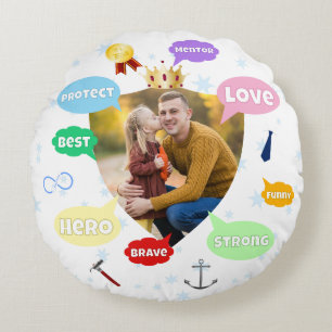 Fathers Day Best Dad Word Clouds King Crown Love Round Pillow