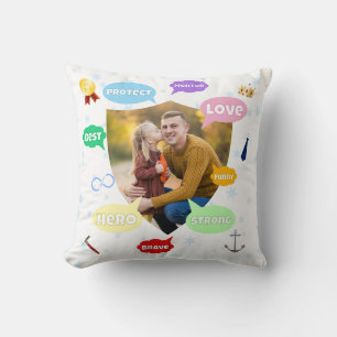 Fathers Day Best Dad Word Clouds King Crown Love Throw Pillow