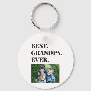 Fathers Day Best Grandpa Ever Grandkids Photo Keychain