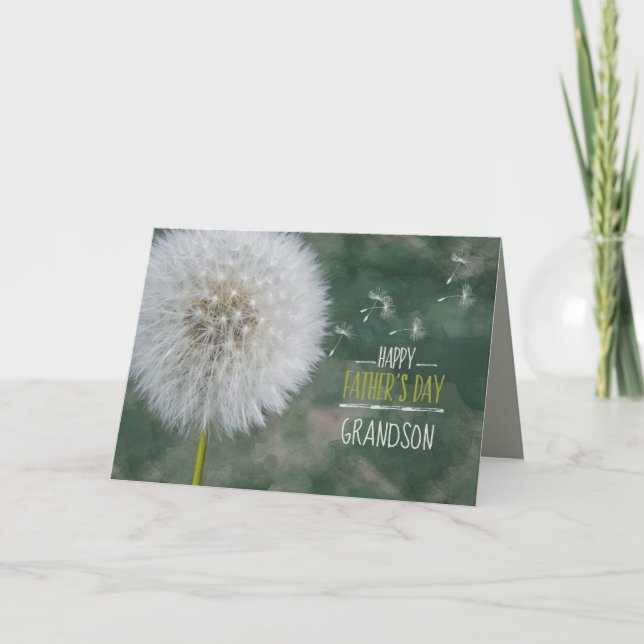 Father's Day Best Grandson Dandelion Wishes Custom Card (Front)