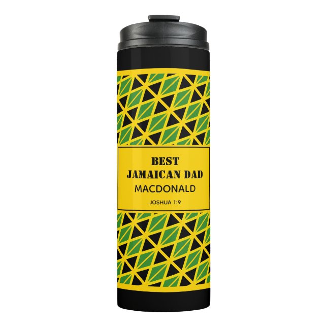 Father's Day BEST JAMAICAN DAD Flag Custom Jamaica Thermal Tumbler (Front)