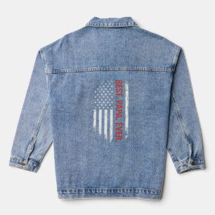 Father's Day Best Papa Ever With Us American Flag Denim Jacket