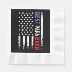 Father's Day Best Papa Ever with US American Flag Napkin
