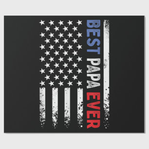 Father's Day Best Papa Ever with US American Flag Wrapping Paper