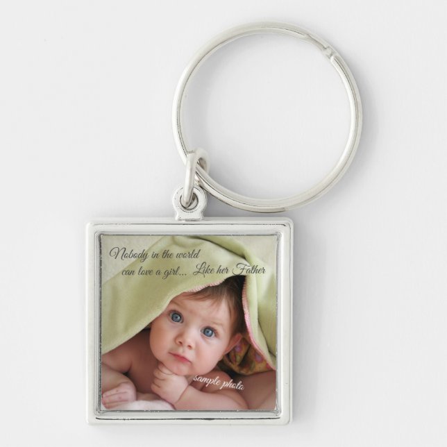 Father's Day Birthday, Daughter, Custom Photo Keychain (Front)