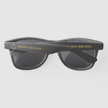 Fathers Day Black And Gold Personalized Sunglasses