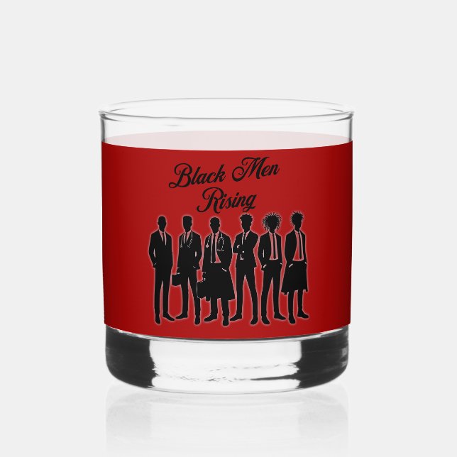 Fathers Day Black Man Emblem Keepsake Bourbon Whiskey Glass (Front)