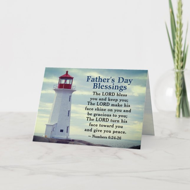 Father's Day Blessings, Numbers 6:24 Lighthouse Card (Front)
