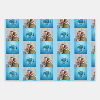 Father's Day Blue Photo Wrapping Paper Sheet