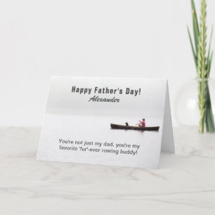 Father's Day Boating on Lake Dog Dad Custom Text   Card
