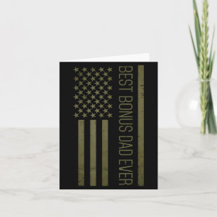 Fathers Day Bonus Dad Aamerica Flag Stepdad Card