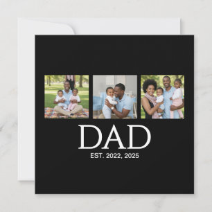 Fathers Day Caps Black 3 Photo Dad Established  Holiday Card