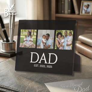 Fathers Day Caps Black 3 Photo Dad Established Plaque