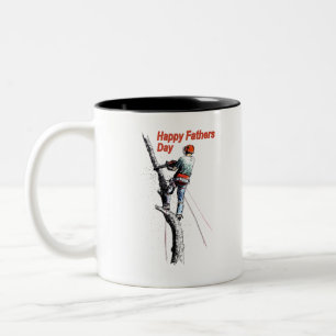 Fathers day card Arborist / Tree Surgeon chainsaw Two-Tone Coffee Mug