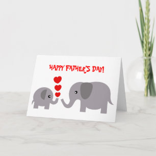Father's Day Card Baby and Daddy elephant