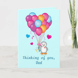 Father's Day Card: Balloons, Hearts, and Penguin Card