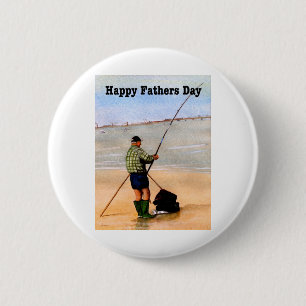 Fathers day card Sea fishing on the beach 2 Inch Round Button