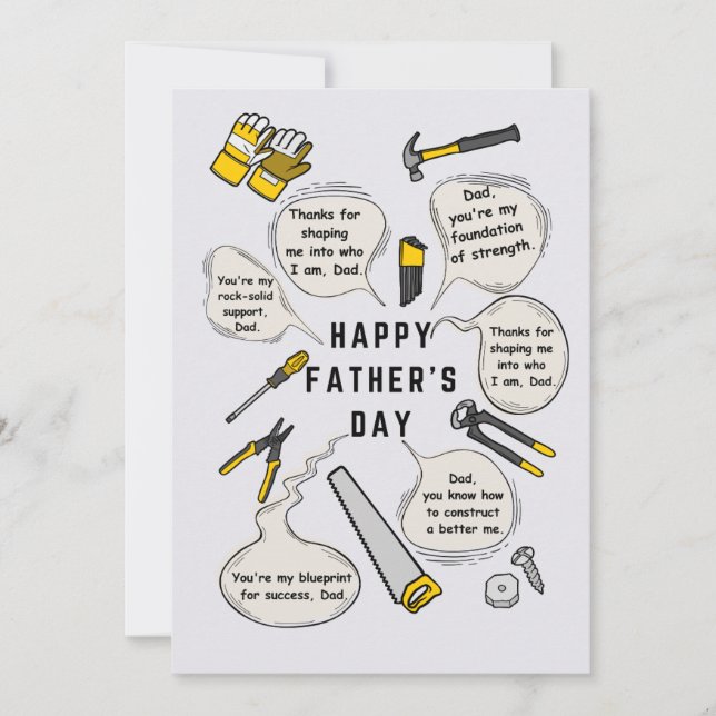 Father's Day Card Tool Kit Illustration And Quotes (Front)