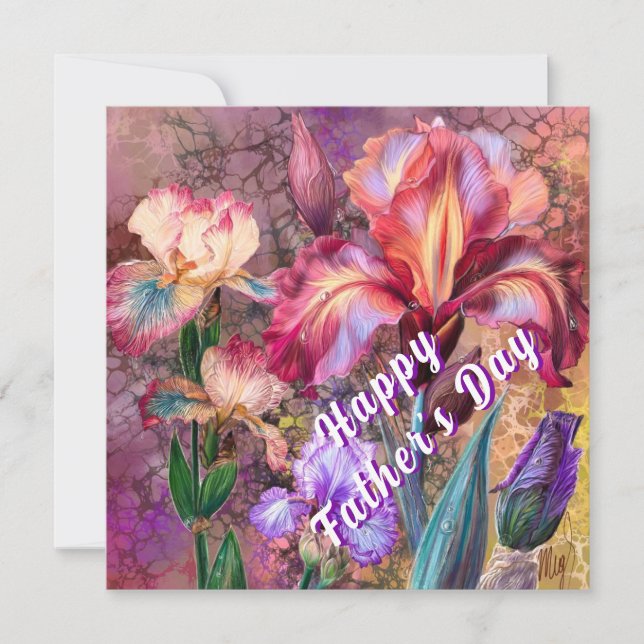Father's Day Card with Colourful Irises (Front)
