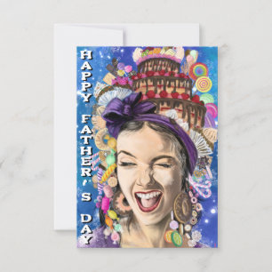 Father's Day Card with Happy Woman - Funny
