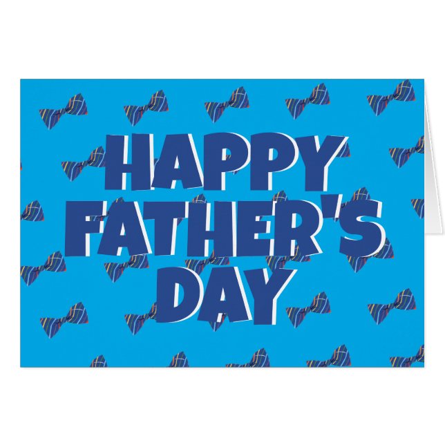 Father's Day Card with Personalized Message, Blue (Front Horizontal)