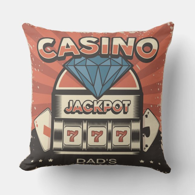Fathers Day Casino Jack Pot Throw Pillow (Front)