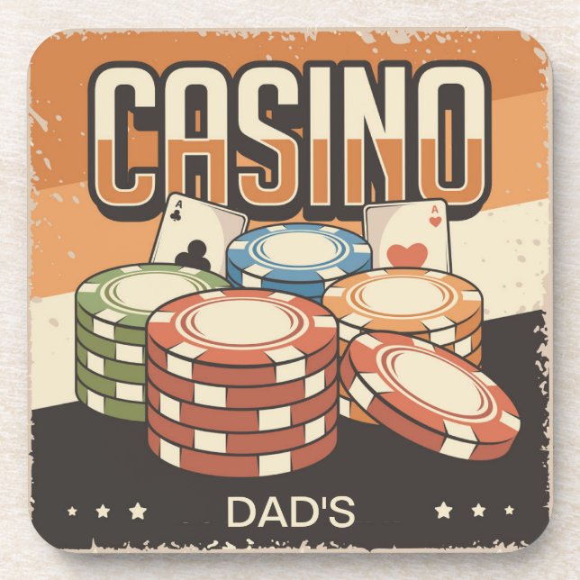 Fathers Day Casino Poker Chips Coaster (Front)