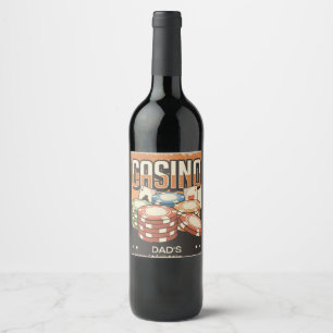 Fathers Day Casino Poker Chips Wine Label