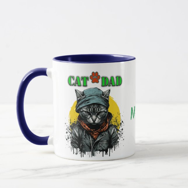 Father's Day - CAT DAD. Editable name/message Mug (Left)