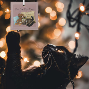 Father's Day Cat Glass Ornament