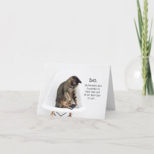 Father's Day Cat on Phone From Daughter Card