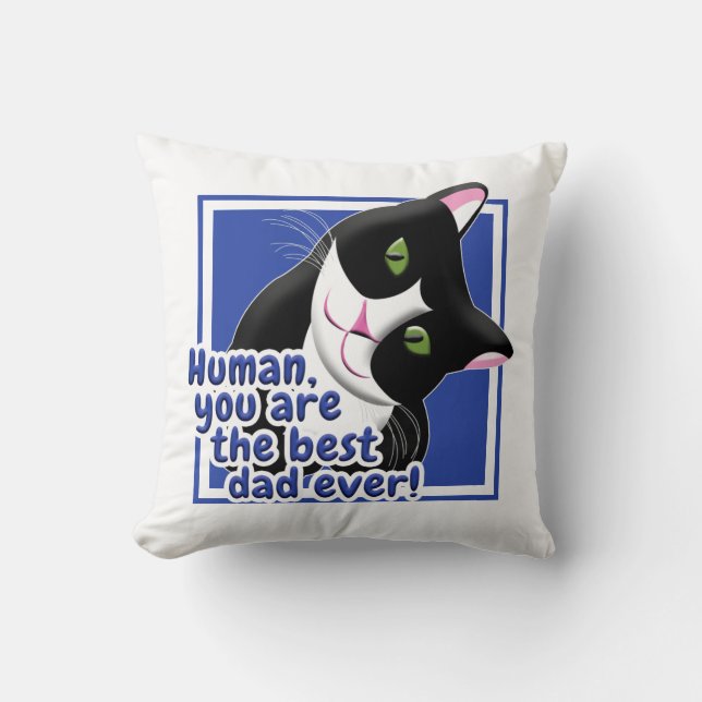Father's Day Cat Throw Pillow (Front)